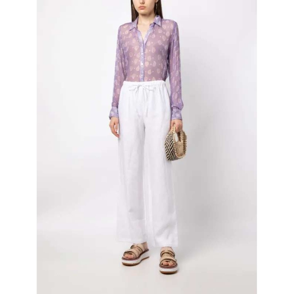 Reformation Olina White Linen Wide Leg Drawstring Pants Size M High Rise Summer